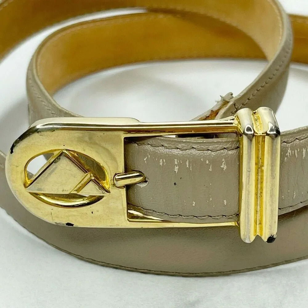 Liz Claiborne Gray Vintage Full Grain Semi Aniline Leather Belt Size Medium M